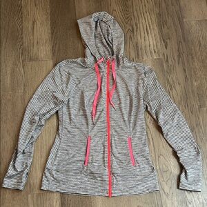 Striped Women's Hoodie with Pink Accents